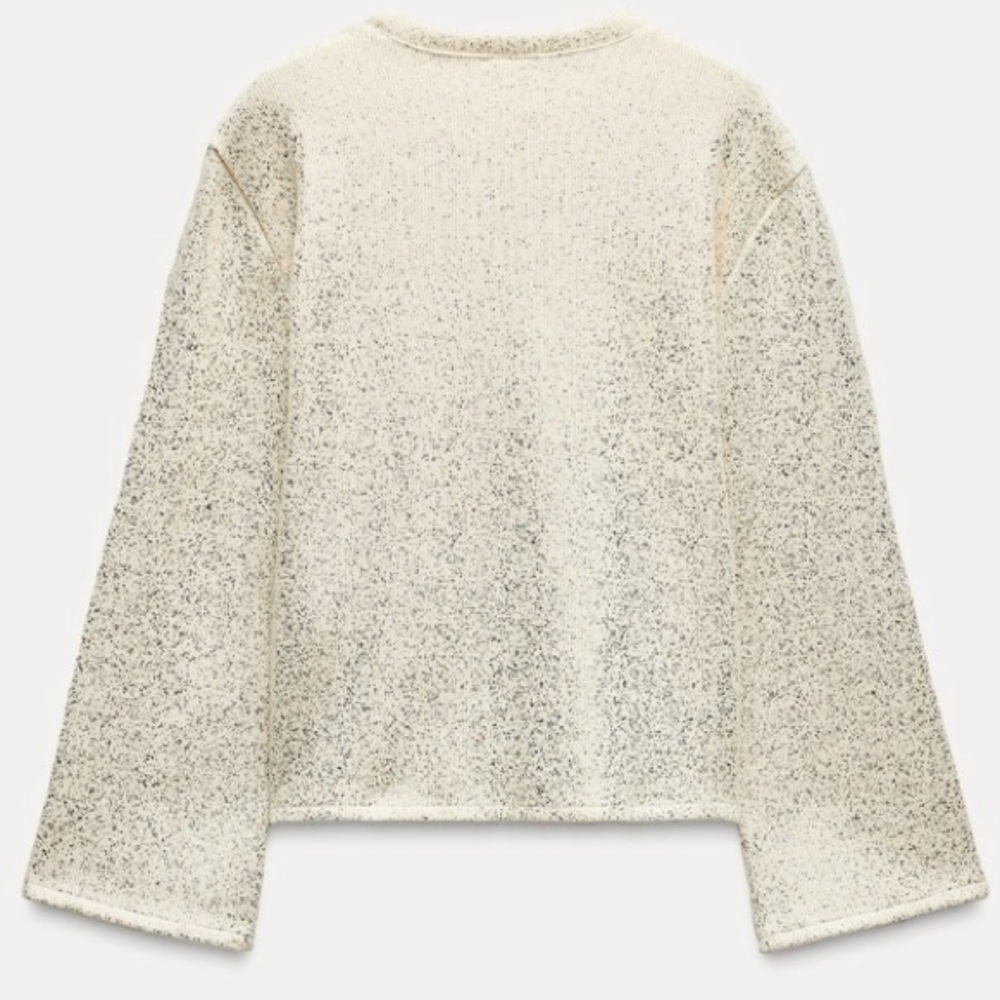 ZARA Cream Metallic Gold Thread Cotton Knit Oversized Sweater Med. NWT